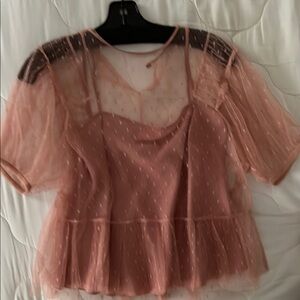 Red Valentino- Pink Sheer Women Top. Size 40 or USA 8 European size always run s